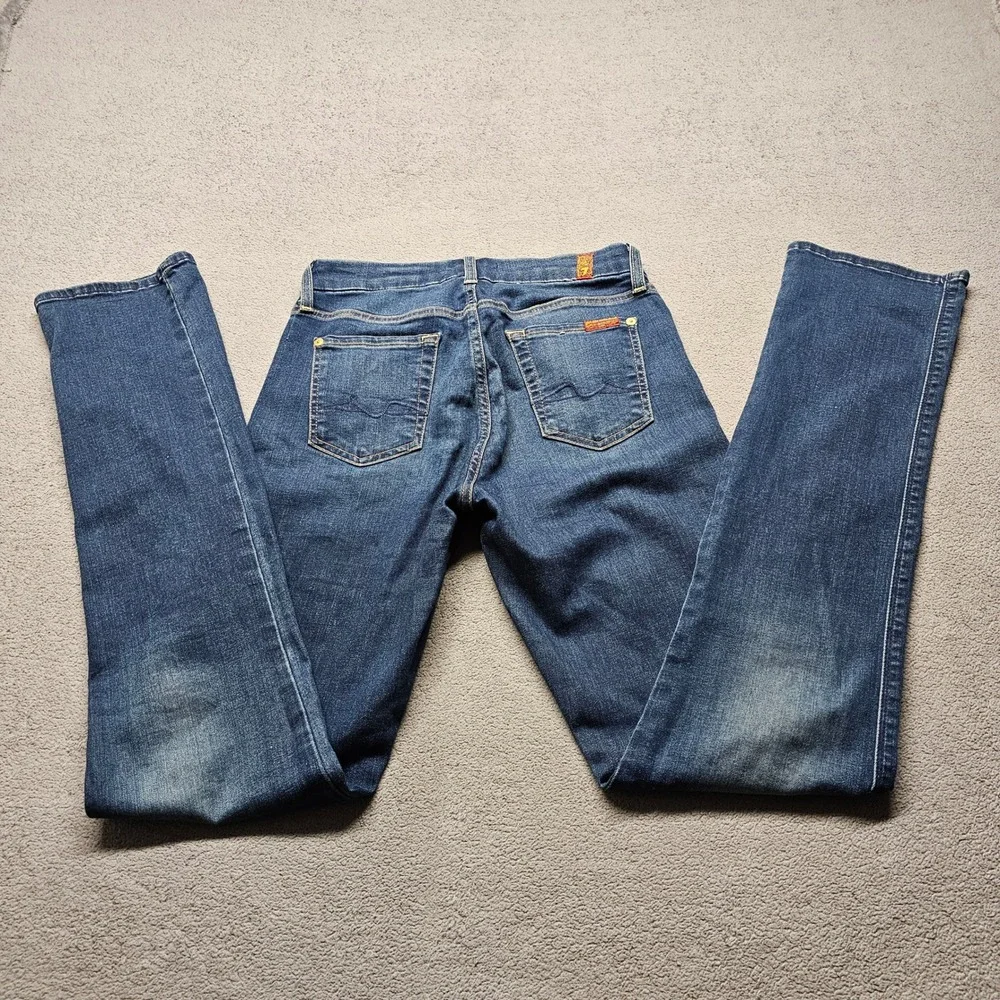 7 For All Mankind Kimmie Straight Leg Jeans Womens 29 Blue b(air) Denim Stretch